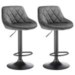 Mipan tabouret de bar lot de 2 en velours tabourets de cuisine hauteur rglable gris fonc