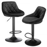 Mipan tabouret de bar lot de 2 en velours tabourets de cuisine hauteur rglable noir