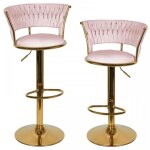 Mipan. tabouret de bar rose lot de 2 - chaise de bar tissu - contemporain - design - avec repose - pieds ...