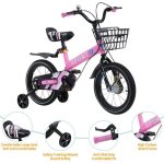 Mipan. vlo enfant de 14 pouces pour garons et filles - avec roues stabilisatrices et panier de rangement ...