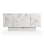 Mira - buffet enfilade 2 portes 2 tiroirs marbre dingnierie blanc