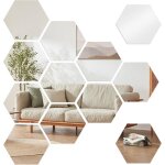 Miroir autocollant hexagonal - abiessence - lot de 12 - acrylique - argent� - 126 x 110 x 63 mm