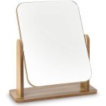 Miroir de bureau en bois petit miroir sur pied 25 x 22cm miroir de table rotatif  360 degrs miroir ...