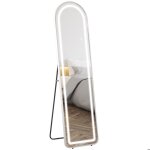 Miroir complet arqu - miroir pleine longueur led - homcom - 150 x 40 cm - 3 couleurs de lumire rglables ...
