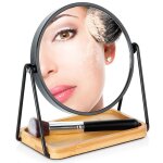 Miroir cosm�tique double face - miroir sur pied en m�tal noir - 185 x 105 x 20 cm - blanc