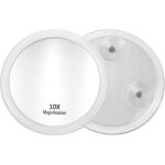 Miroir cosm�tique grossissant - holisane - grossissement 10x - � 8 cm - acrylique transparent - ventouses ...