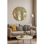 Miroir - ornamura - �clat dor� - 60 cm - cadre en bois - design g�om�trique moderne