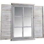 Miroir fenêtre en bois teinté - essentiel - rectangulaire - gris - 48 cm Miroir fenêtre en bois teinté - essentiel - rectangulaire - gris - 48 cm