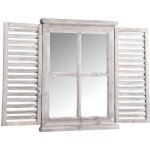 Miroir fenêtre en bois teinté - aubry gaspard - taille 1 - blanc - carré - a suspendre Miroir fenêtre en bois teinté - aubry gaspard - taille 1 - blanc - carré - a suspendre