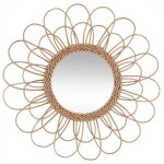 Miroir fleur en rotin -  56 x ep. 28 cm - beige