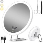 Miroir grossissant avec lumière 30x 15cm 3 modes de couleur dimming avec 3 ventouses et support de table ... Miroir grossissant avec lumière 30x 15cm 3 modes de couleur dimming avec 3 ventouses et support de table ...