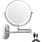 Miroir grossissant lumineux mural x5 led miroir de maquillage mural avec 3 modes de couleur 1x - 5x grossissem ...