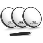 Miroir grossissant � ventouse - mini miroir de maquillage - grossissement x10 x20 et x30 - miroir de ...