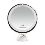 Miroirs grossissants x10 miroir de maquillage de voyage clair par led avec ventouse miroir mural grossissant ...