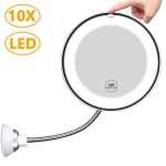 Miroir grossissant x10miroir de maquillage dix fois  ventouse avec lumire led