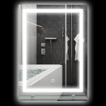 Miroir lumineux led mural de salle de bain kleankin avec tagre intgre 3 couleurs luminosit rglable ...
