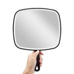 Miroir � main extra large noir avec poign�e 23 cm de large x 31 cm de long label