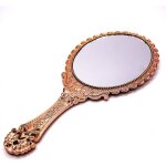 Miroir à main vintage avec poignée miroir de courtoisie miroir de voyage (ovale or rose) Miroir à main vintage avec poignée miroir de courtoisie miroir de voyage (ovale or rose)