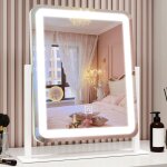Miroir maquillage 33x38cm miroir led coiffeuse  intensit variable 3 tempratures de couleur tactile ...