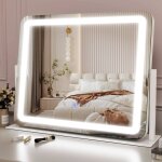 Miroir maquillage 55x48cm miroir led coiffeuse  intensit variable 3 tempratures de couleur tactile ...