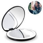 Miroir de maquillage compact et lumineux rechargeable grossissant avec 12 lumi�res led id�al pour le ...