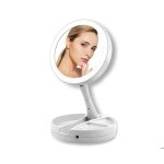 Miroir de maquillage double face grossissant 10x pliable avec lumire led pour salle de bain