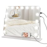 Miroir maquillage - homcom - lumineux led intensité réglable miroir grossissant port de charge usb - ... Miroir maquillage - homcom - lumineux led intensité réglable miroir grossissant port de charge usb - ...