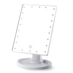 Miroir de maquillage avec lumi�res 22 led double alimentation rotation � 180� miroir cosm�tique portable ...