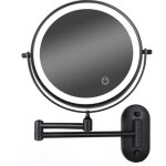 Miroir de maquillage mural à led 8 pouces intensité variable double face grossissement x5 (noir) Miroir de maquillage mural à led 8 pouces intensité variable double face grossissement x5 (noir)