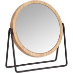 Miroir de maquillage rond montage sur table miroir grossissant sur pied cercl� de bambou beige 17. 6 ...