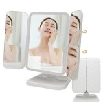 Miroir de maquillage - triptyque - 52 led - grossissant 2x / 3x - lumi�re dimmable 3 couleurs