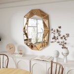Miroir marron mural grand miroir decoration murale 100x72cm pour salon chambre salle de bain entr�e