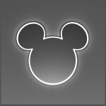 Miroir - mickey mouse - neon yellowpop - argent� - rond - d�coration murale
