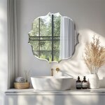 Miroir mural asym�trique design sans cadre - miroir en verre biseaut� pour salle de bain entr�e chambre ...
