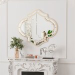 Miroir mural d�coration pour salon - 88x80cm miroir d�coratif dor� pour chambre entr�e salle de bain ...