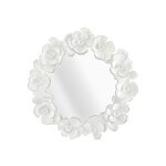 Miroir mural avec fleurs en métal blanc 82x2, 6x85, 5 cm Miroir mural avec fleurs en métal blanc 82x2, 6x85, 5 cm