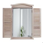 Miroir mural forme fenêtre avec volets 71x46x5 cm en bois vieilli 04 0007888 Miroir mural forme fenêtre avec volets 71x46x5 cm en bois vieilli 04 0007888