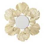 Miroir mural - ginkgo - métal doré - 46x40 cm - décoration intérieure - design contemporain Miroir mural - ginkgo - métal doré - 46x40 cm - décoration intérieure - design contemporain