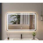 Miroir mural lumineux led de salle de bain carr simple tanche intelligent hd avec interrupteur tactile ...