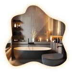 Miroir mural organique moderne led id�al pour un int�rieur �l�gant - 48 x 48 cm - lumi�re chaude