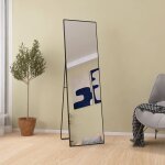 Miroir mural pleine longueur 140x40 cm - adwolt grand miroir rectangle avec cadre m�tal noir - miroir ...