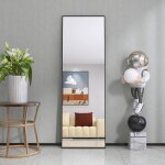 Miroir mural pleine longueur 53x162 cm - adwolt grand miroir rectangle avec cadre m�tal noir - miroir ...