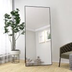 Miroir mural pleine longueur 180x80 cm - adwolt grand miroir rectangle avec cadre m�tal noir - miroir ...