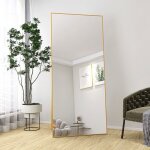 Miroir mural pleine longueur 80x180 cm - adwolt grand miroir rectangle avec cadre métal or - miroir pour ... Miroir mural pleine longueur 80x180 cm - adwolt grand miroir rectangle avec cadre métal or - miroir pour ...