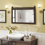 Miroir mural rectangulaire - relax4life - verre haute d�finition - cadre en bois sapin - support en m�tal ...