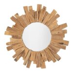 Miroir mural rond en bois design soleil de 60cm � suspendre d�coration style maison de campagne
