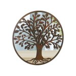 Miroir mural rond en m�tal d�coration arbre de vie diam�tre 50cm