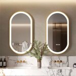 Miroir mural salle de bain lumineux anti - buée avec cadre doré complet finition givrée avec interrupteur ... Miroir mural salle de bain lumineux anti - buée avec cadre doré complet finition givrée avec interrupteur ...