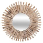 Miroir mural en sapin et verre - atmosphera - d. 87, 7 x p. 4 cm - beige