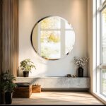 Miroir murale d�coratif - miroir rond suspendu salon miroir d?art moderne minimaliste sans cadre pour ...